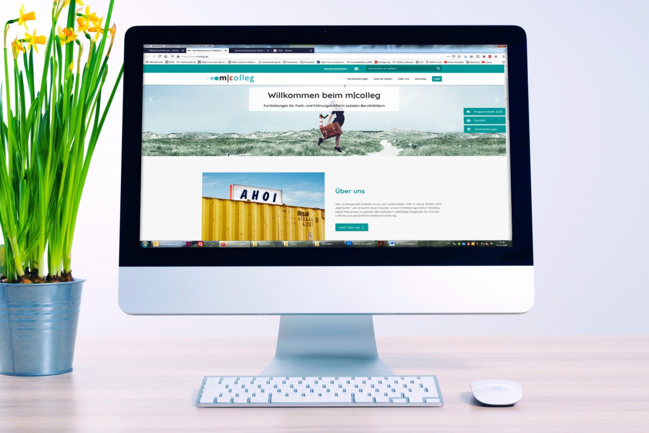 Bildschirm mit Startseite von www.mcolleg.de