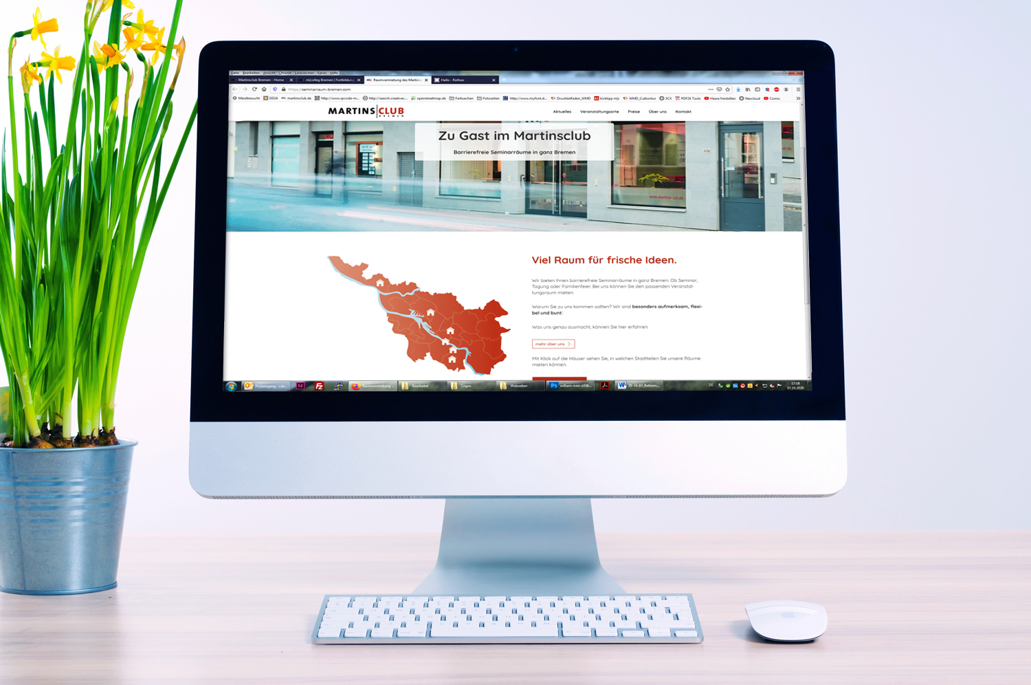 Bildschirm mit Startseite von www.seminarraum-bremen.com