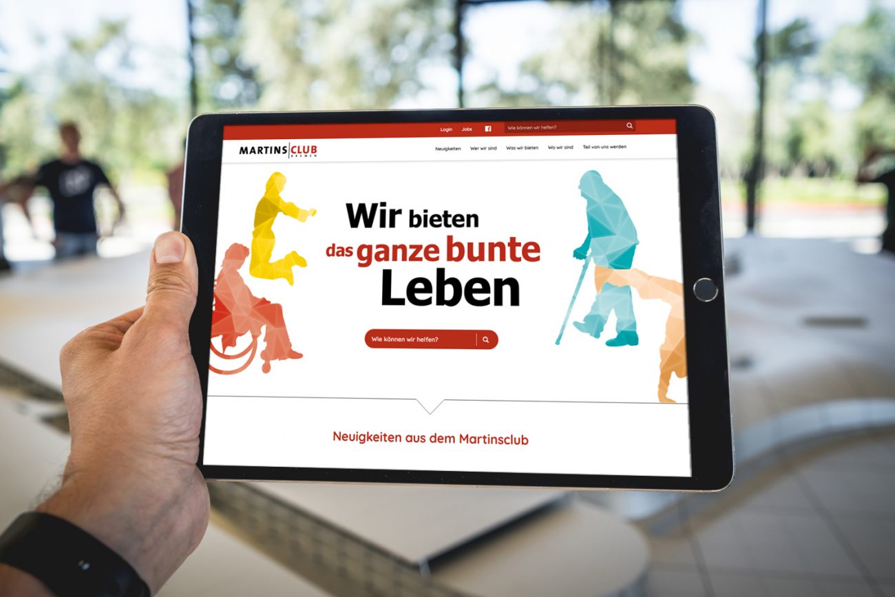 Tablet mit Startseite von www.martinsclub.de